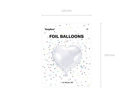 Foil balloon Heart white, 45cm,