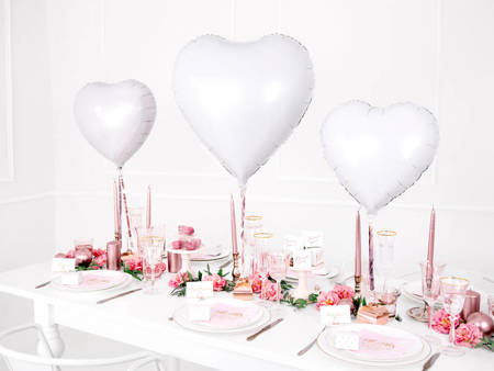 Foil balloon Heart white, 45cm,