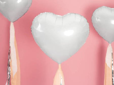 Foil balloon Heart white, 45cm,