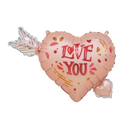 Foil balloon Love You, heart with arrow, 69x54cm.