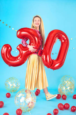 Foil balloon Number 3 red, 86cm