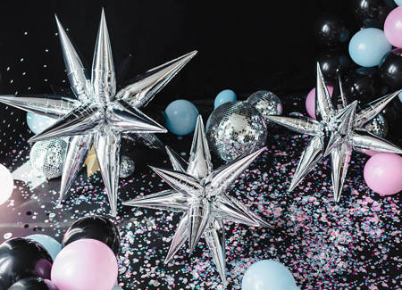 Foil balloon Star 3D, 70cm, silver