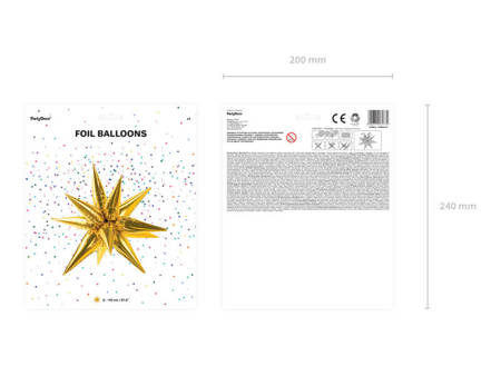 Foil balloon Star 3D, 95cm, gold