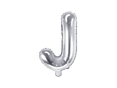 Foil balloon letter J, 35cm, silver
