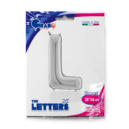 Foil balloon letter L, 66cm, silver