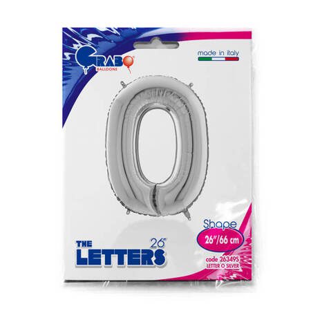 Foil balloon letter O, 66cm, silver