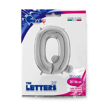 Foil balloon letter Q, 66cm, silver