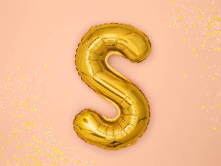 Foil balloon letter S 35cm, gold
