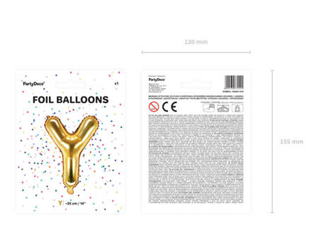 Foil balloon letter Y 35cm, gold