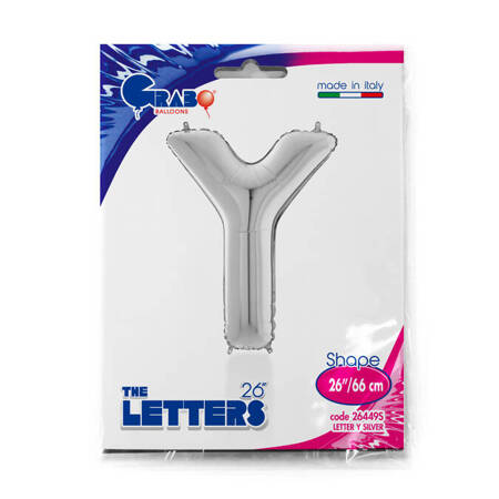 Foil balloon letter Y, 66cm, silver