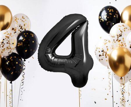 Foil balloon, number 4, matt black, 85 cm.