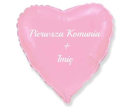 Foiled Heart Balloon, pink, First Communion + name