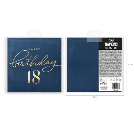 Happy Birthday napkins 18 navy blue 10 pcs.