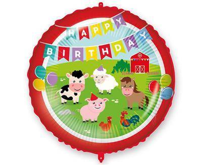 Happy birthday foil balloon farm with a weight, 46 cm