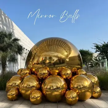 Inflatable ball, gold mirrored, 120cm - OUTLET