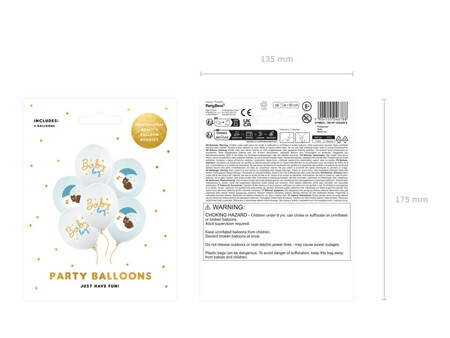 Latex Balloons 30 cm, Baby boy, 6 pieces.