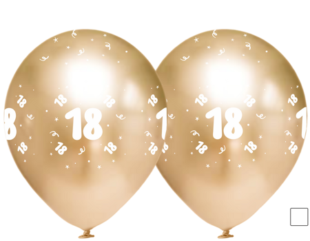 Latex balloons Chrome "18", golden, 30 cm, 50 pcs.