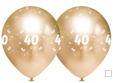 Latex balloons Chrome "40", golden, 30 cm, 10 pcs.