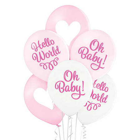Latex balloons Oh baby girl 30 cm, 6 pcs