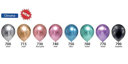 Latex balloons chrome blue, 45cm, 15 pcs