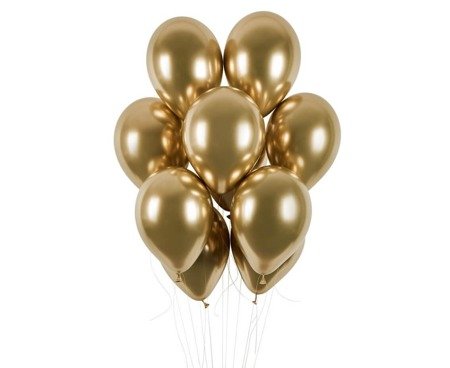 Latex balloons, gold chrome, 33 cm, 50 pcs.