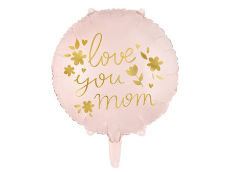 Love you mom foil balloon, pink 45 cm