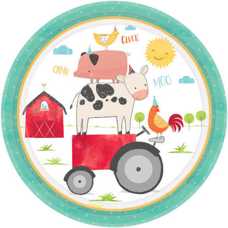 Paper plates Farma animal tractor 23cm, 8 pcs.