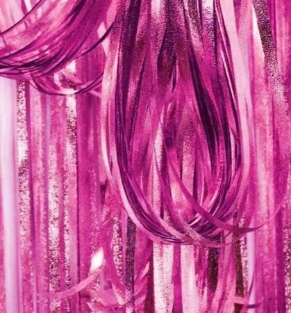 Pink fuchsia curtain chrome effect 100x200 cm