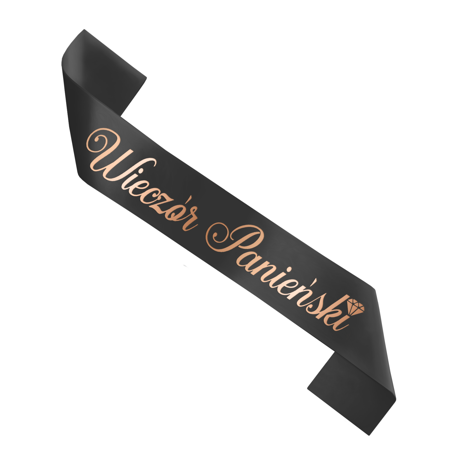 Sash black with the inscription Bachelorette evening in Rose Gold, 160cm