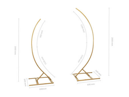 Stand with 2 incomplete arches, 200 cm and 180 cm - set, gold