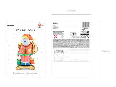 Standing foil balloon Santa Clous, 63 x 106 cm