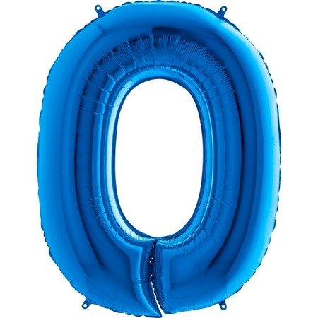 The foil balloon Blue Number 0 - 102 cm Grabo