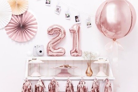 The number 1 Foil balloon, 35cm, Rose Gold rose gold