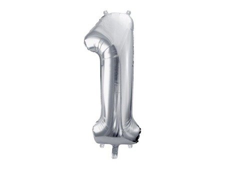 The number 1 Foil balloon, 86cm, silver