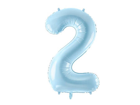 The number 2 Foil balloon, 86cm, light blue