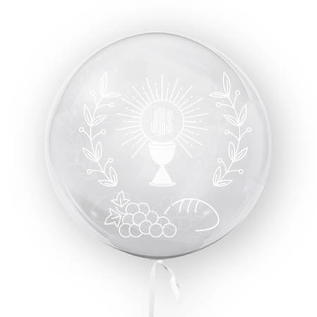 Transparent balloon with the imprint IHS Holy Communion, white 45 cm