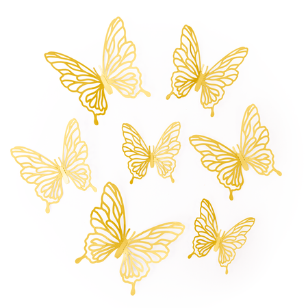 Wall stickers 3D Lacy Golden Butterflies 12 pieces