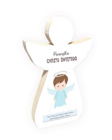 Wooden figurine, Angel, Baptism keepsake, Boy