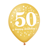 A set of balloons for 50th birthday, black and gold, 30cm, 6 pcs