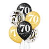 A set of balloons for 70 birthday, black and gold, 30cm, 6 pcs.