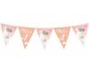 Birthday banner for one year with bunny, pink, 11 flag, 326 cm