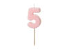 Birthday candle 5, pink, 5,5cm