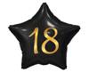 Foil Balloon, Black Star 18th birthday, 44cm