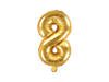 Foil balloon Digit 8, 35cm, Golden