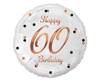 Foil balloon Happy 60 Birthday, white, pink-gold printing, 18 '