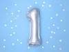 Foil balloon digit 1, 35cm, silver