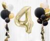 Foil balloon, number 4, gold, champagne, 85 cm.