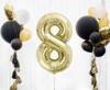 Foil balloon, number 8, gold, champagne, 85 cm.