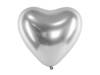 Latex balloons Hearts, Glossy, Chrome, Silver, 30 cm, 50 pcs.