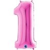 Number 1 Foil Balloon Pink Fuchsia - 102 cm Grabo